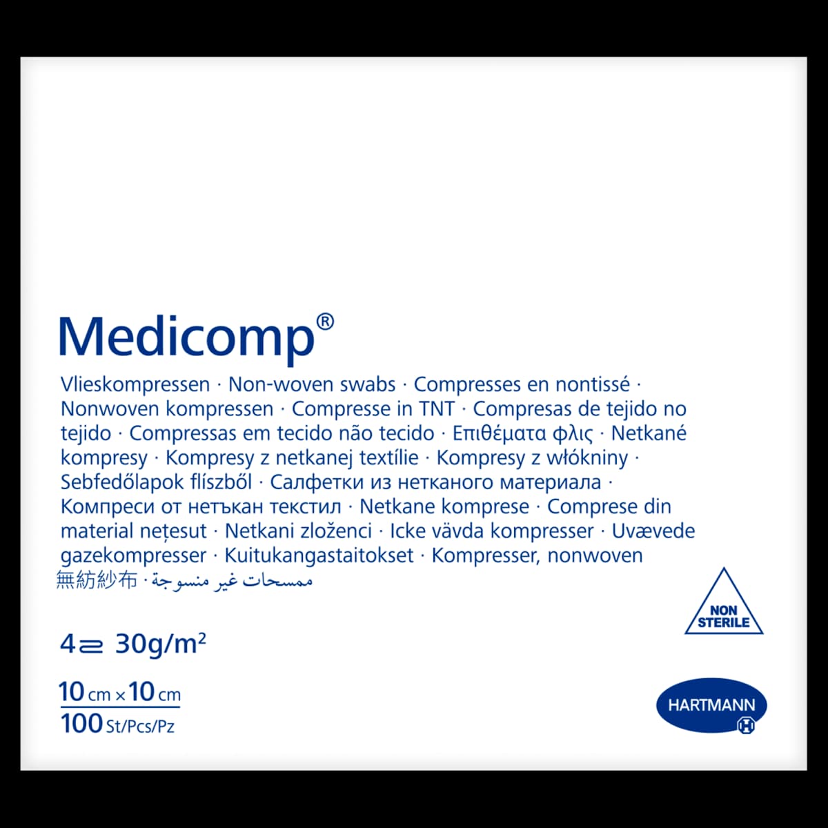 Medicomp Kompresy z włókniny 10 cm x 10 cm 100 sztuk