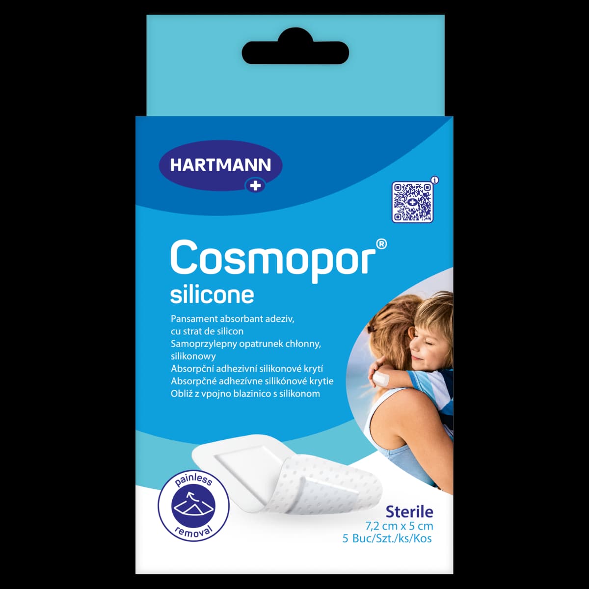Cosmopor Samoprzylepny opatrunek chłonny silikonowy 7,2 cm x 5 cm 5 sztuk