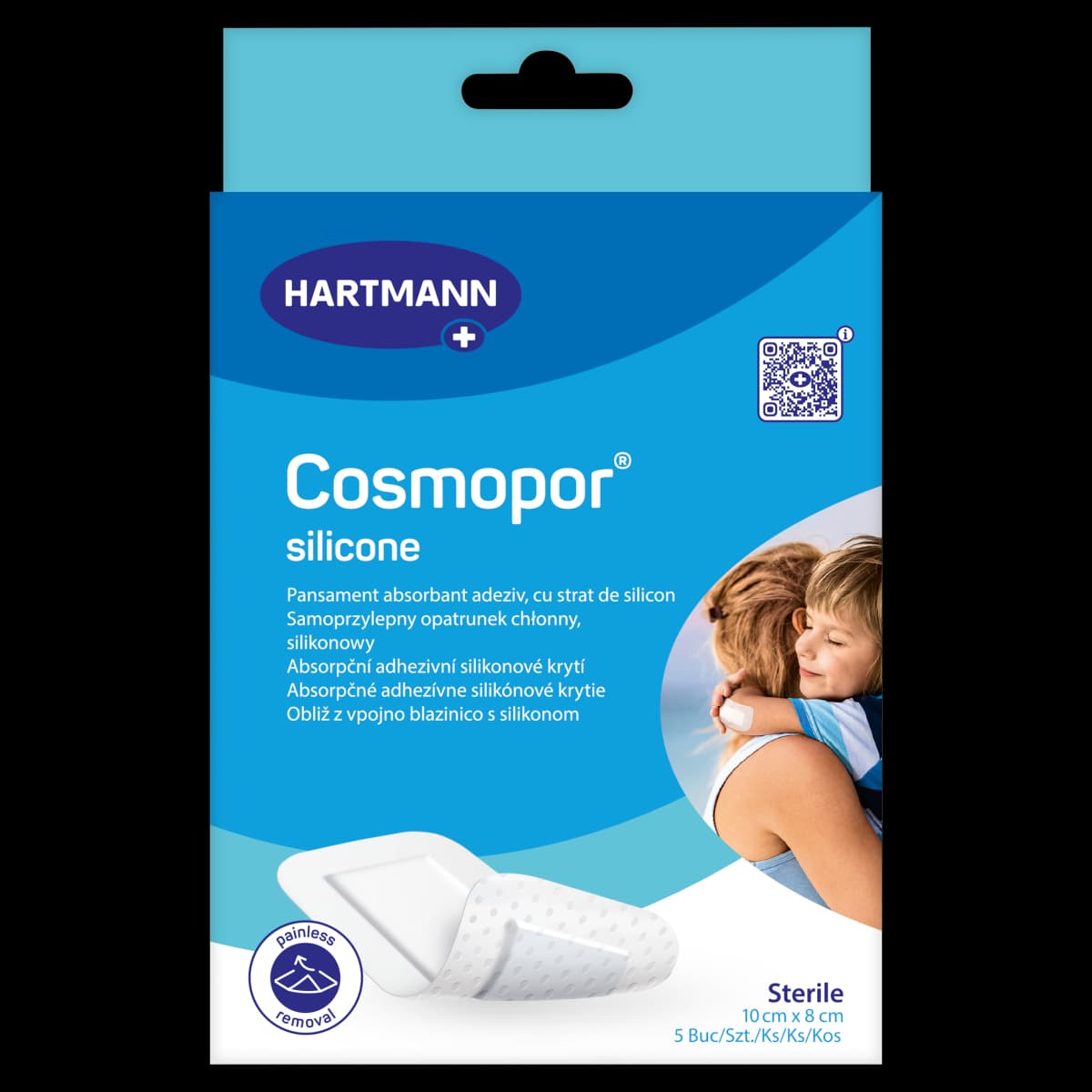 Cosmopor Samoprzylepny opatrunek chłonny silikonowy 10 cm x 8 cm 5 sztuk