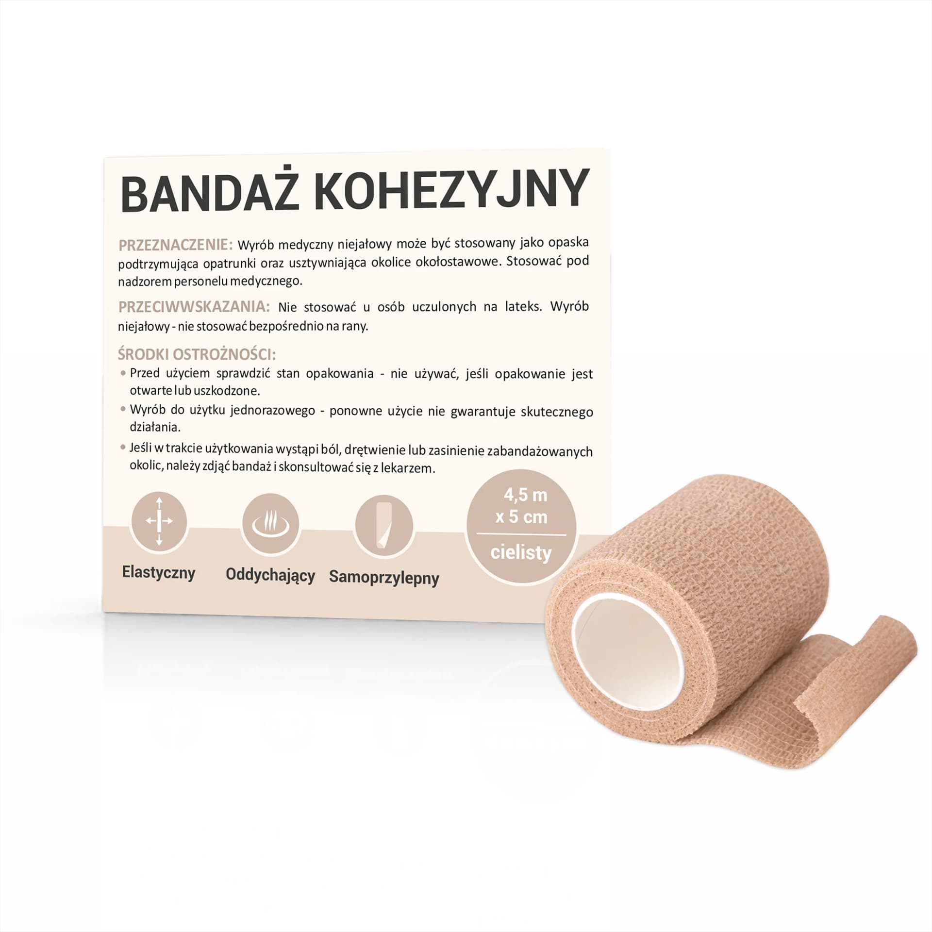 Bandaż kohezyjny cielisty 4,5 m x 5 cm