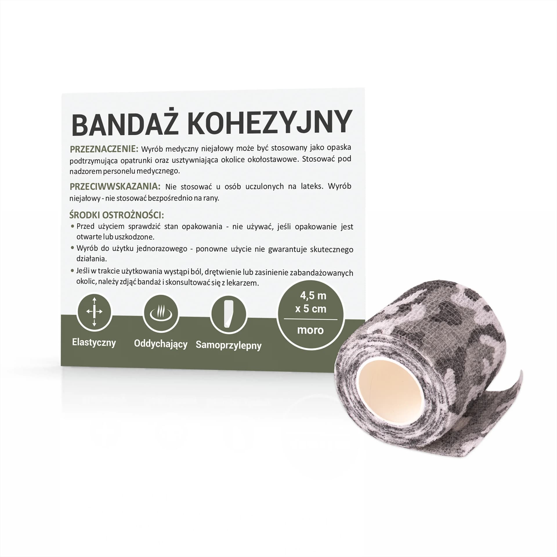 Bandaż kohezyjny moro szarości 4,5 m x 5 cm