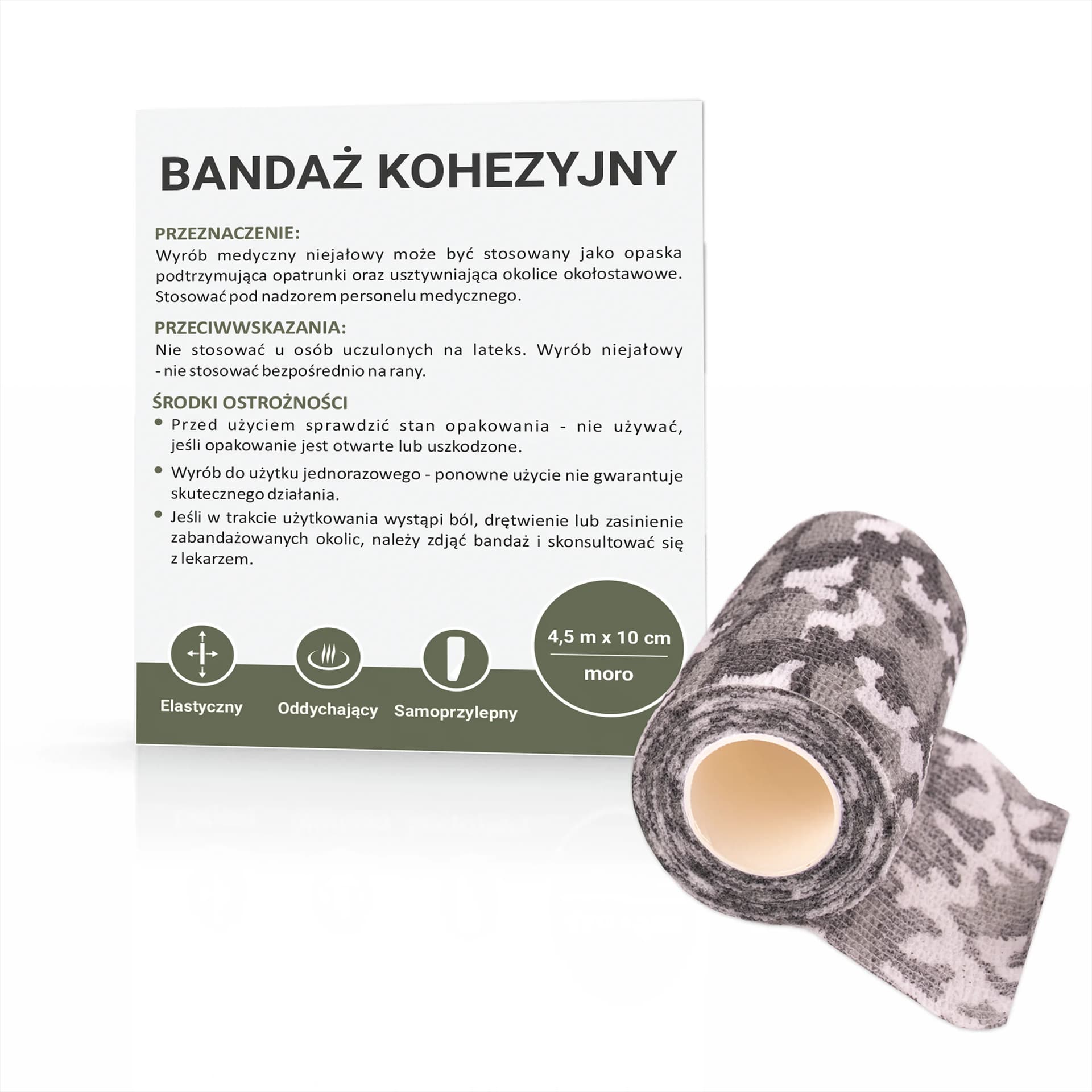 Bandaż kohezyjny moro szarości 4,5 m x 10 cm