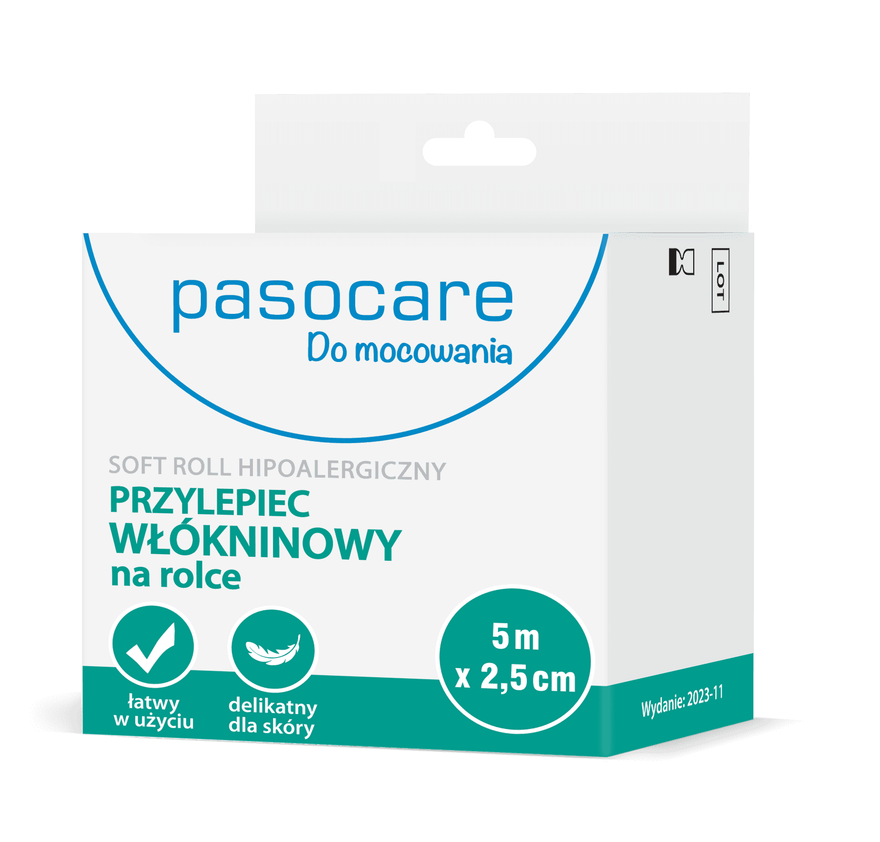 Pasocare soft roll hipoalergiczny przylepiec włókninowy na rolce 5 m x 2,5 cm