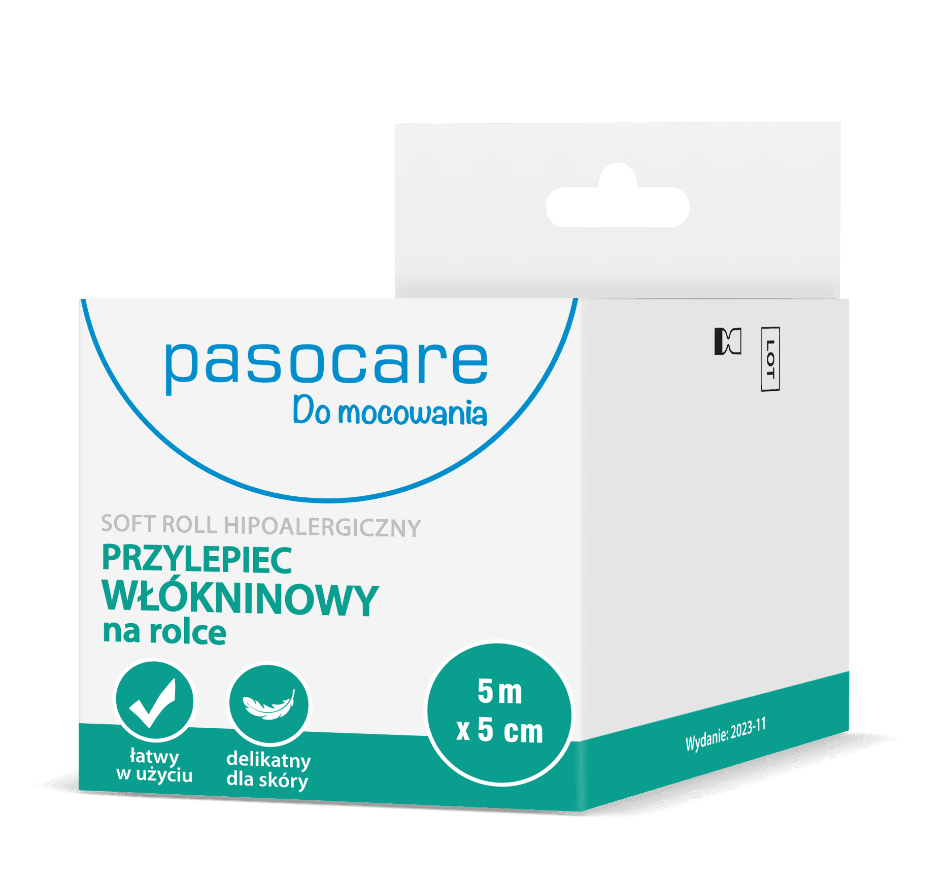 Pasocare soft roll hipoalergiczny przylepiec włókninowy na rolce 5 m x 5 cm