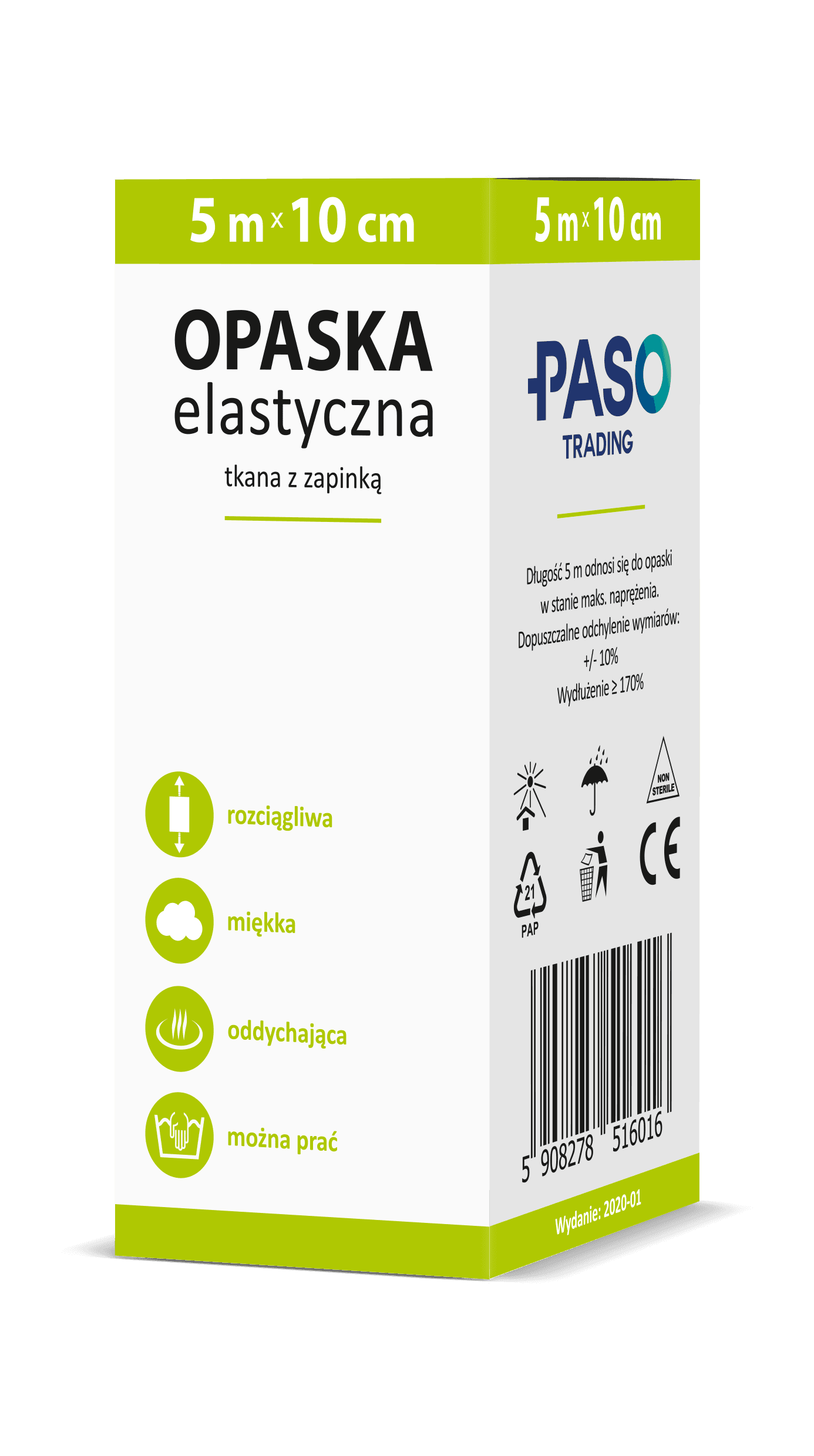 Opaska elastyczna tkana z zapinką 5 m x 10 cm