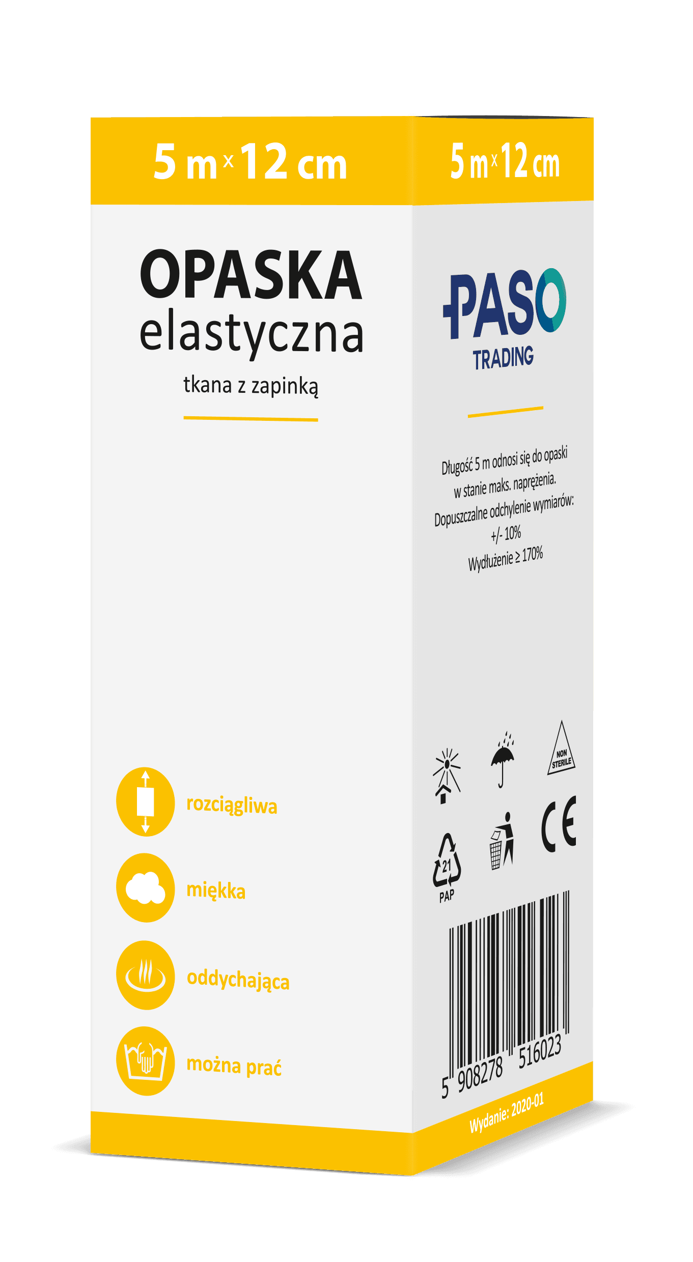 Opaska elastyczna tkana z zapinką 5 m x 12 cm