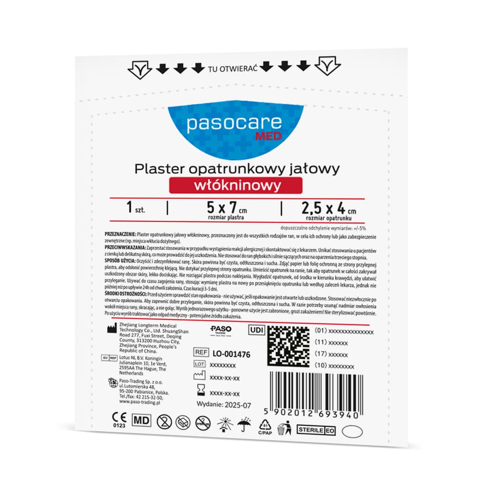 Pasocare Med Plaster opatrunkowy jałowy 5 x 7 cm 1 szt.