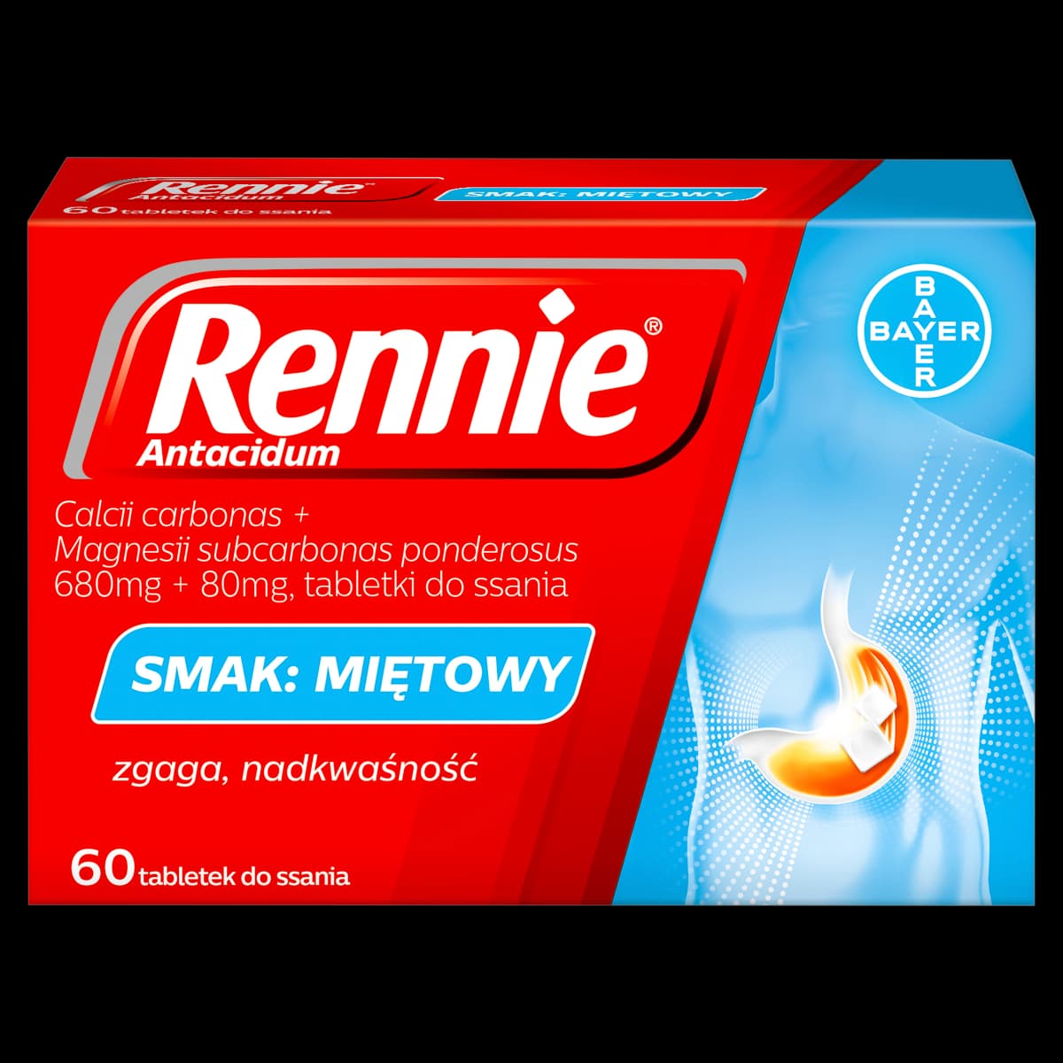 Rennie Antacidum o smaku miętowym 60 tabletek do ssania