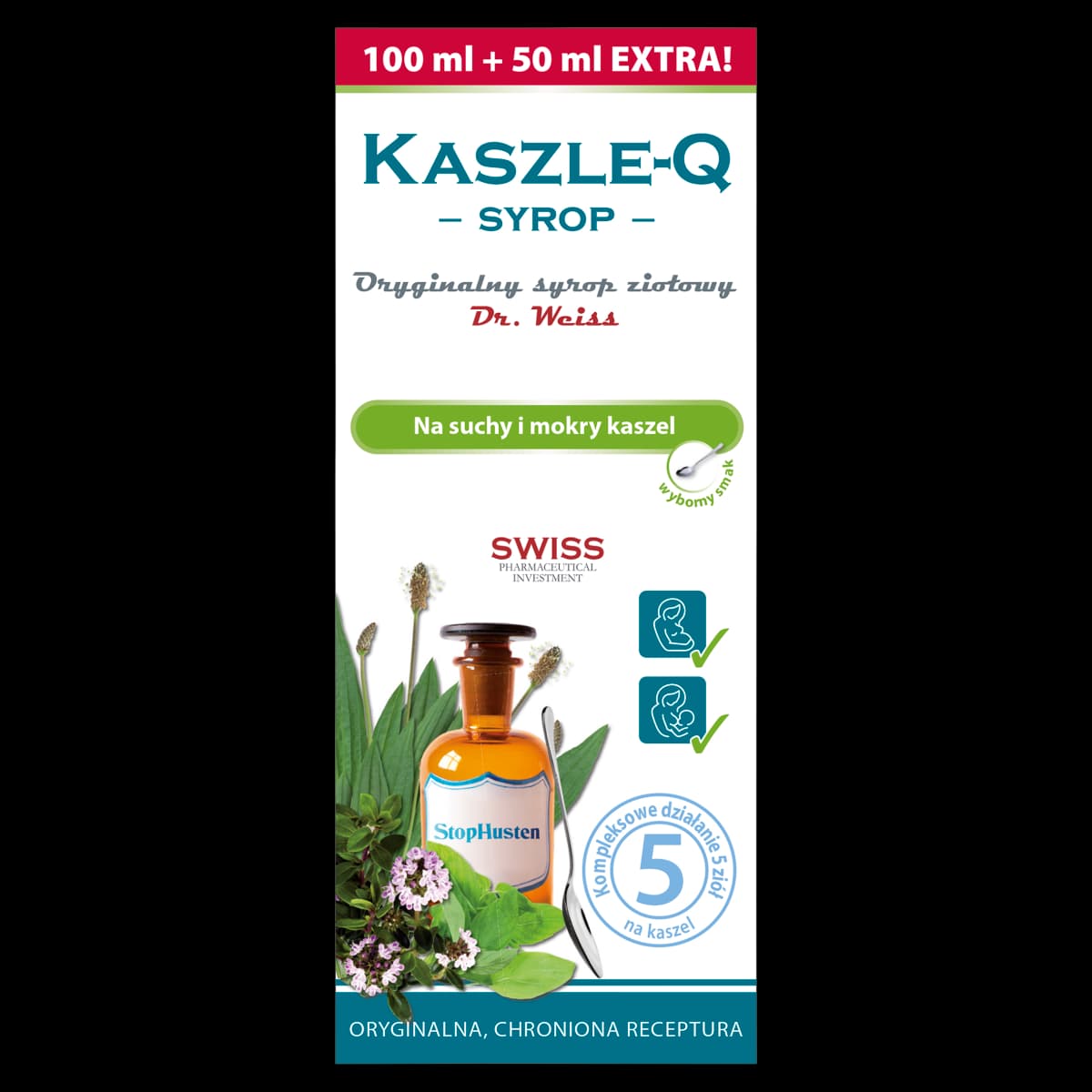 Kaszle-Q syrop na suchy i mokry kaszel 150 ml