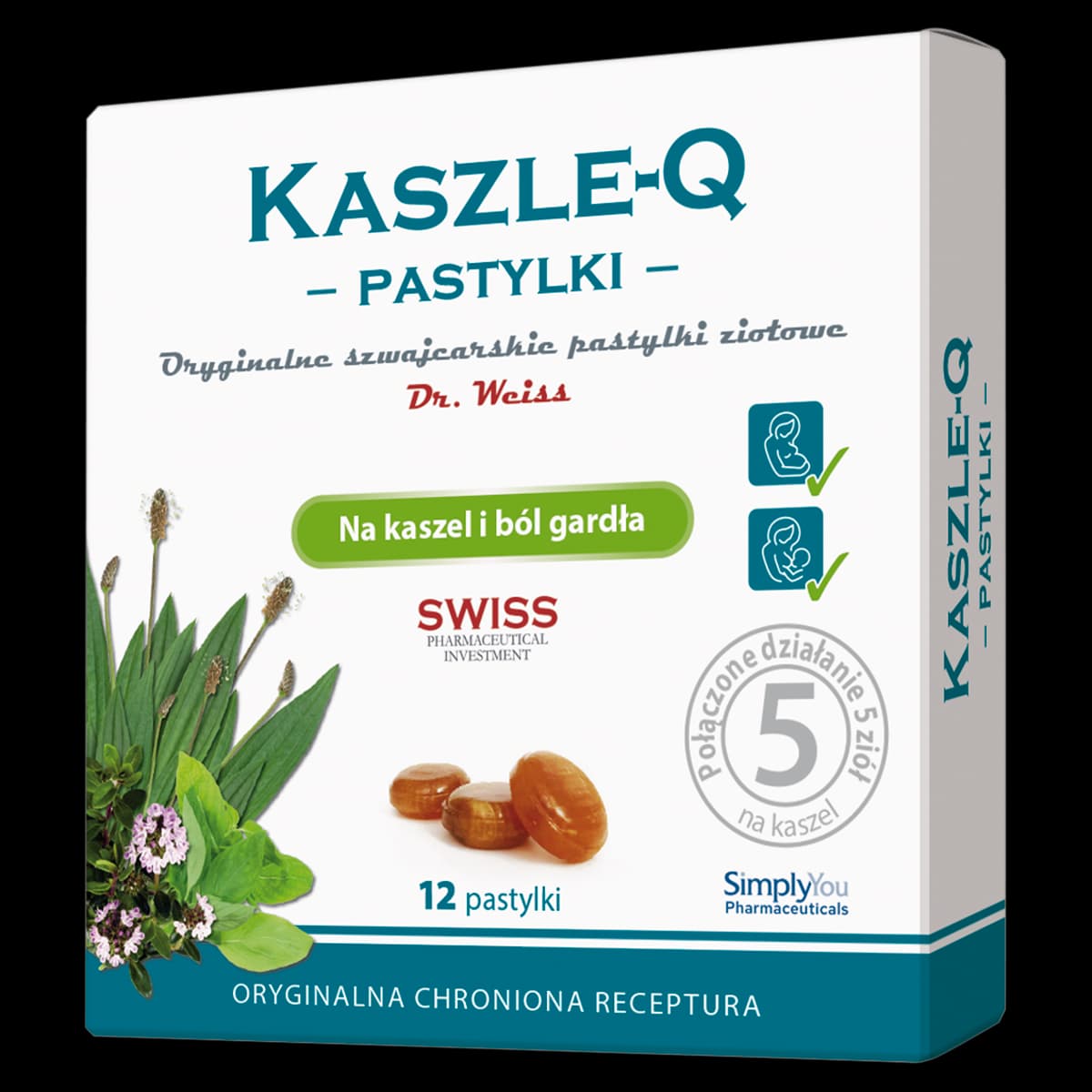 Kaszle-Q pastylki na kaszel i ból gardła 12 pastylek