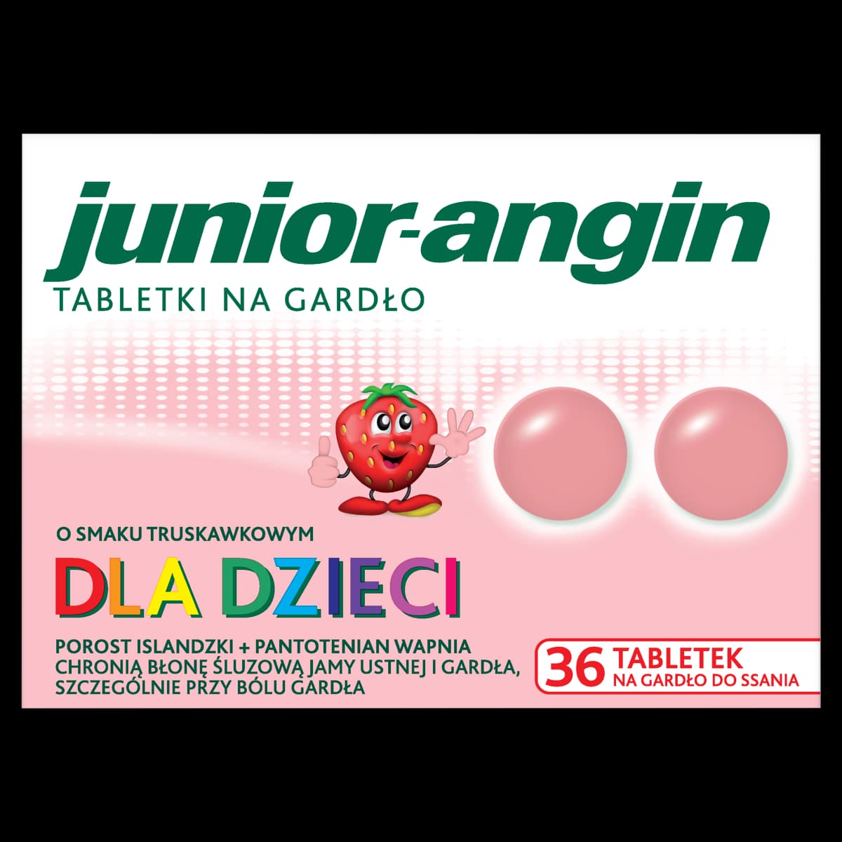 Junior-angin tabletki na gardło o smaku truskawkowym 36 sztuk