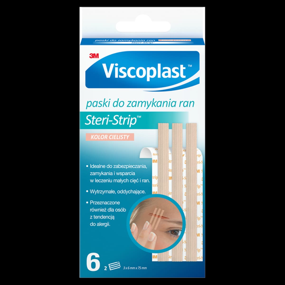 Viscoplast Steri-Strip Paski do zamykania ran cieliste 6 mm x 75 mm 6 sztuk