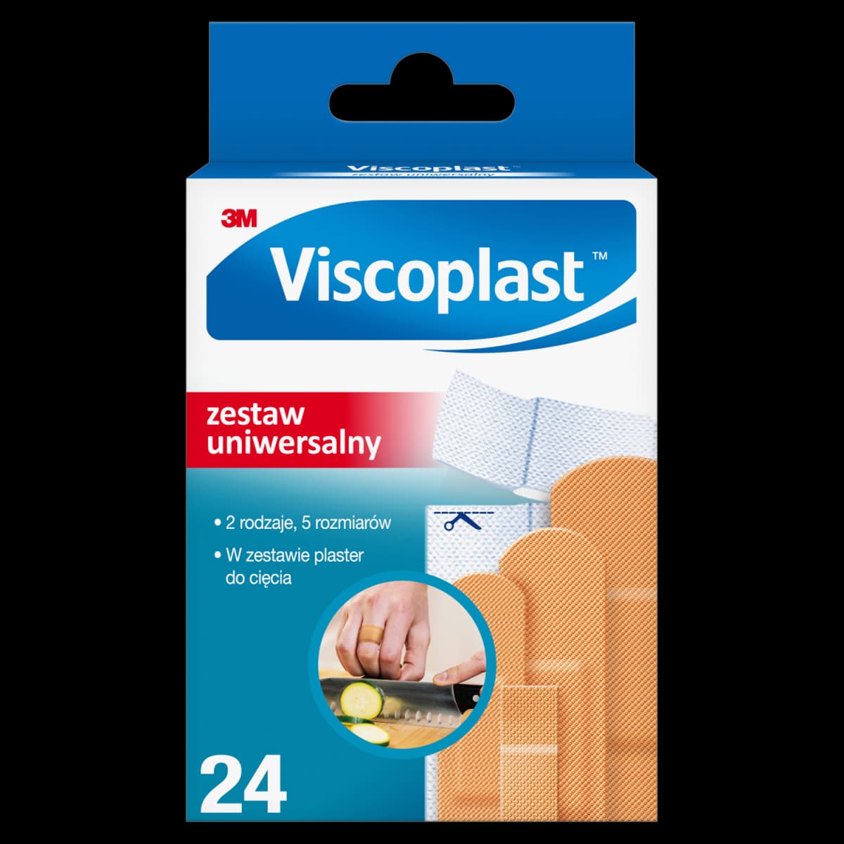 Viscoplast Zestaw plastrów uniwersalny 5 rozmiarów 24 sztuki