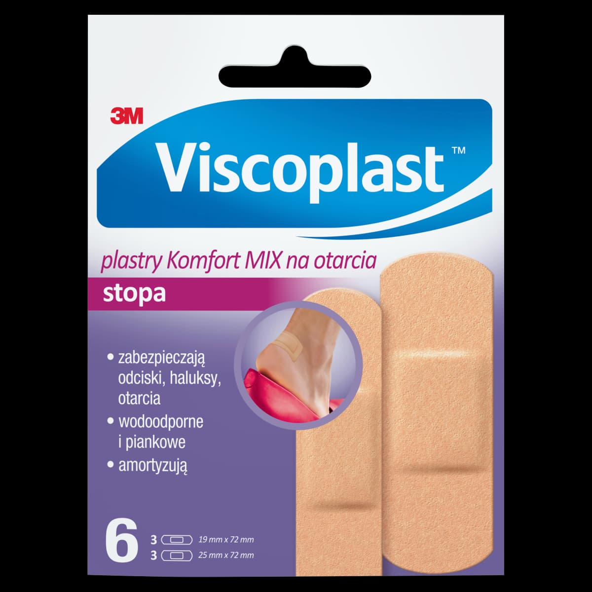 Viscoplast Plastry komfort mix na otarcia 72 mm x 25 mm 6 sztuk