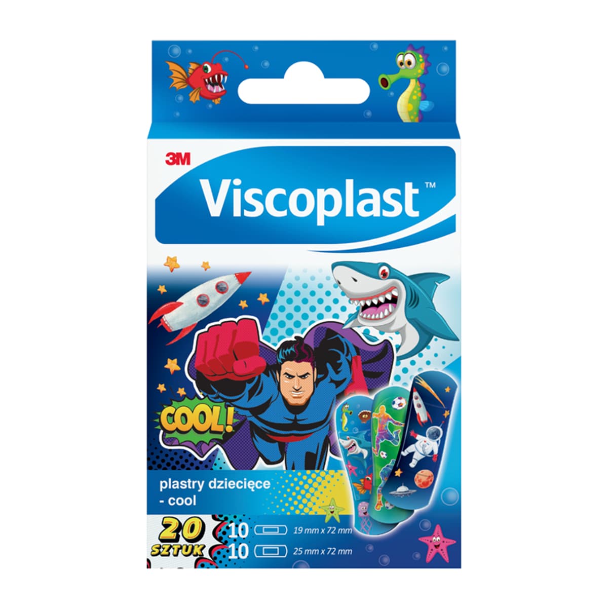 Viscoplast Cool Dekorowane plastry dla dzieci 2 rozmiary 20 sztuk