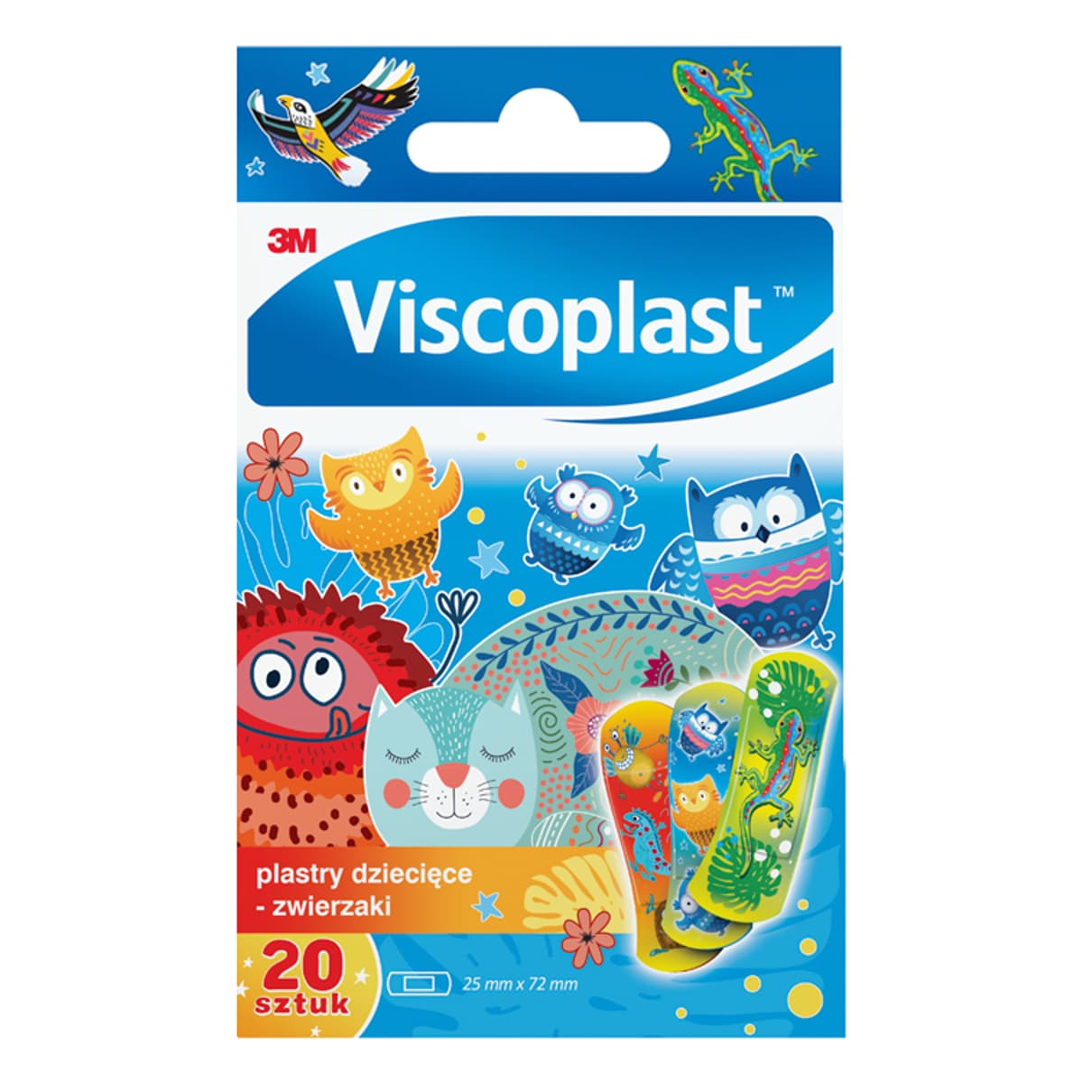 Viscoplast Zwierzaki Dekorowane plastry dla dzieci 72 mm x 25 mm 20 sztuk