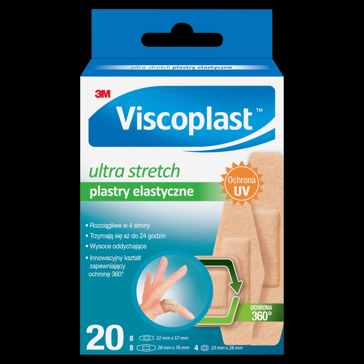 Viscoplast Ultra Stretch Zestaw plastrów 3 rozmiary 20 sztuk