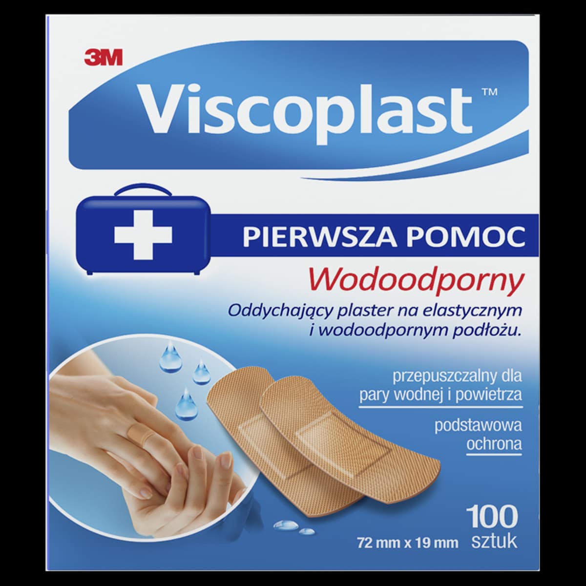Viscoplast Zestaw plastrów wodoodporny 72 mm x 19 mm 100 sztuk
