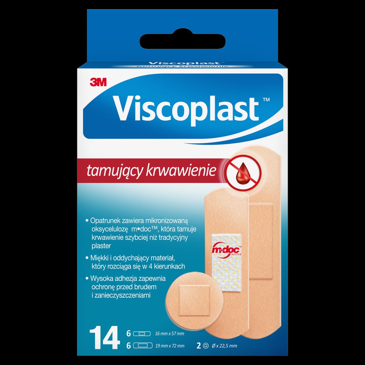 Viscoplast Zestaw plastrów tamujący krwawienie 4 rozmiary 14 sztuk