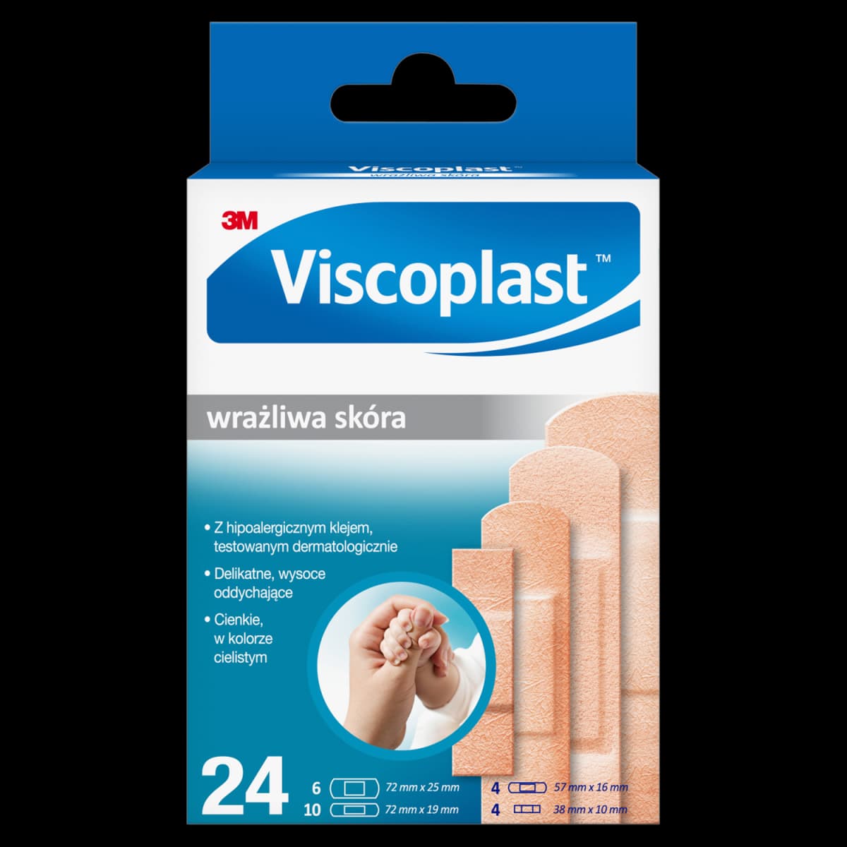 Viscoplast Zestaw plastrów wrażliwa skóra 4 rozmiary 24 sztuki
