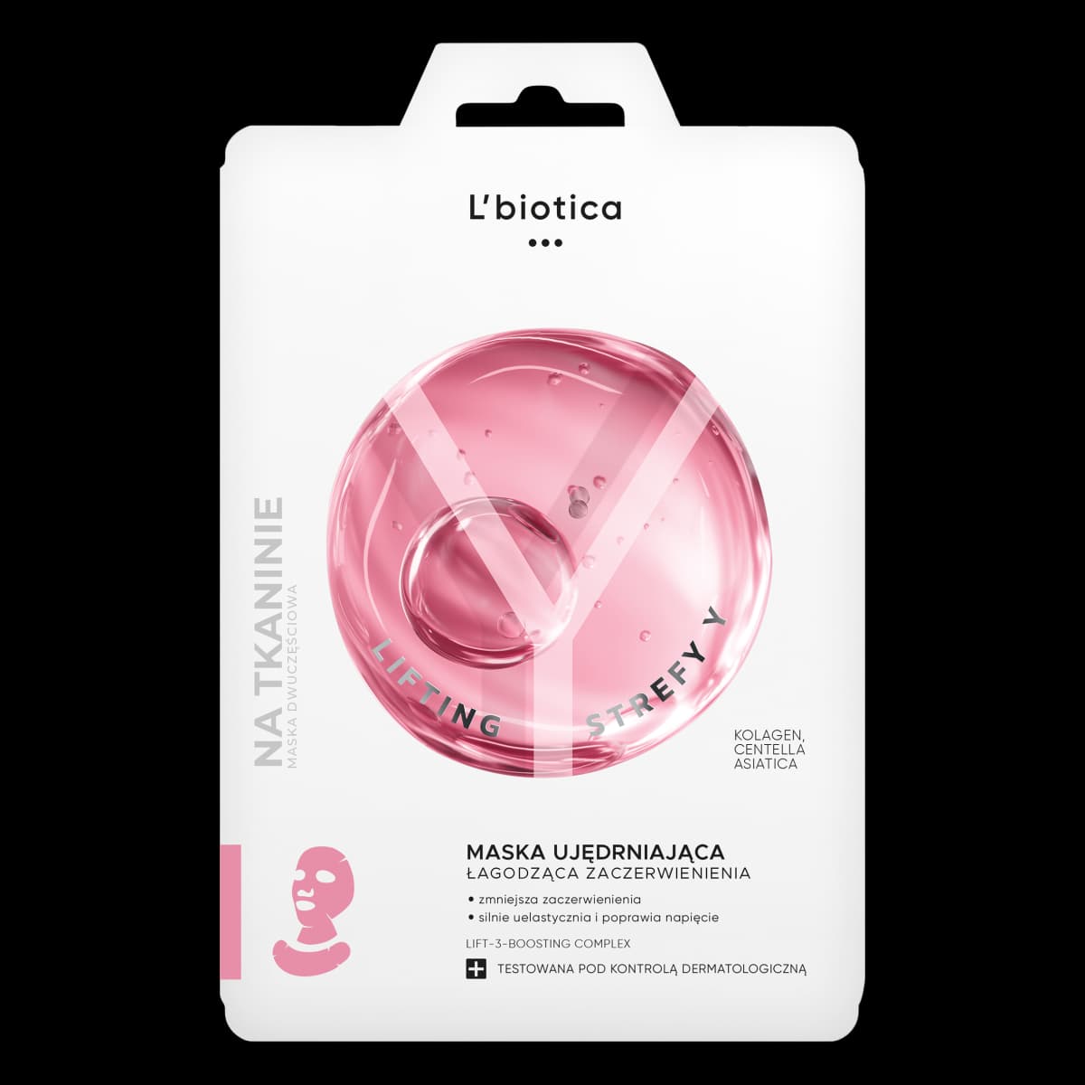 L'biotica Lifting Strefy Y Ujędrniająca maska na tkaninie łagodząca zaczerwienienia 1 szt.