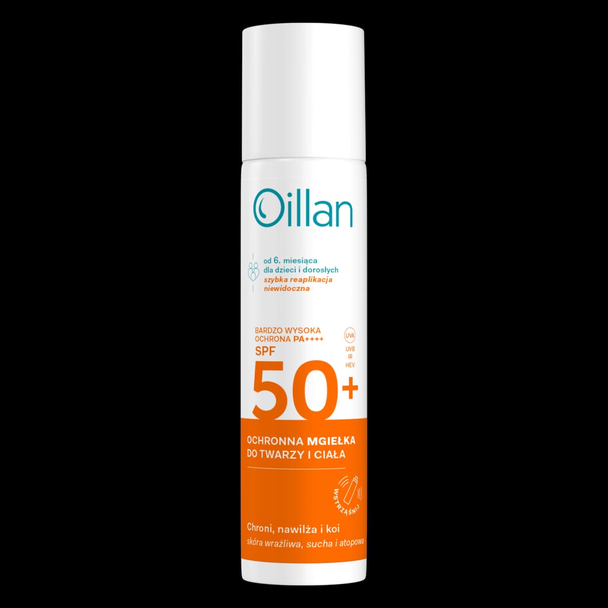 Oillan Ochronna mgiełka przeciwsłoneczna z filtrem SPF50 do skóry wrażliwej 75 ml