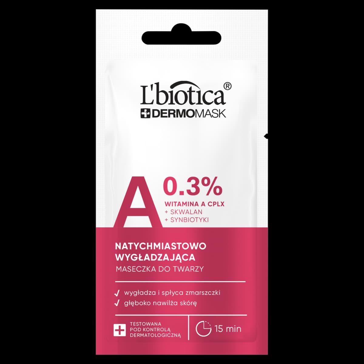 L'biotica Dermomask ekspresowo wygładzająca maska z witaminą A 8ml