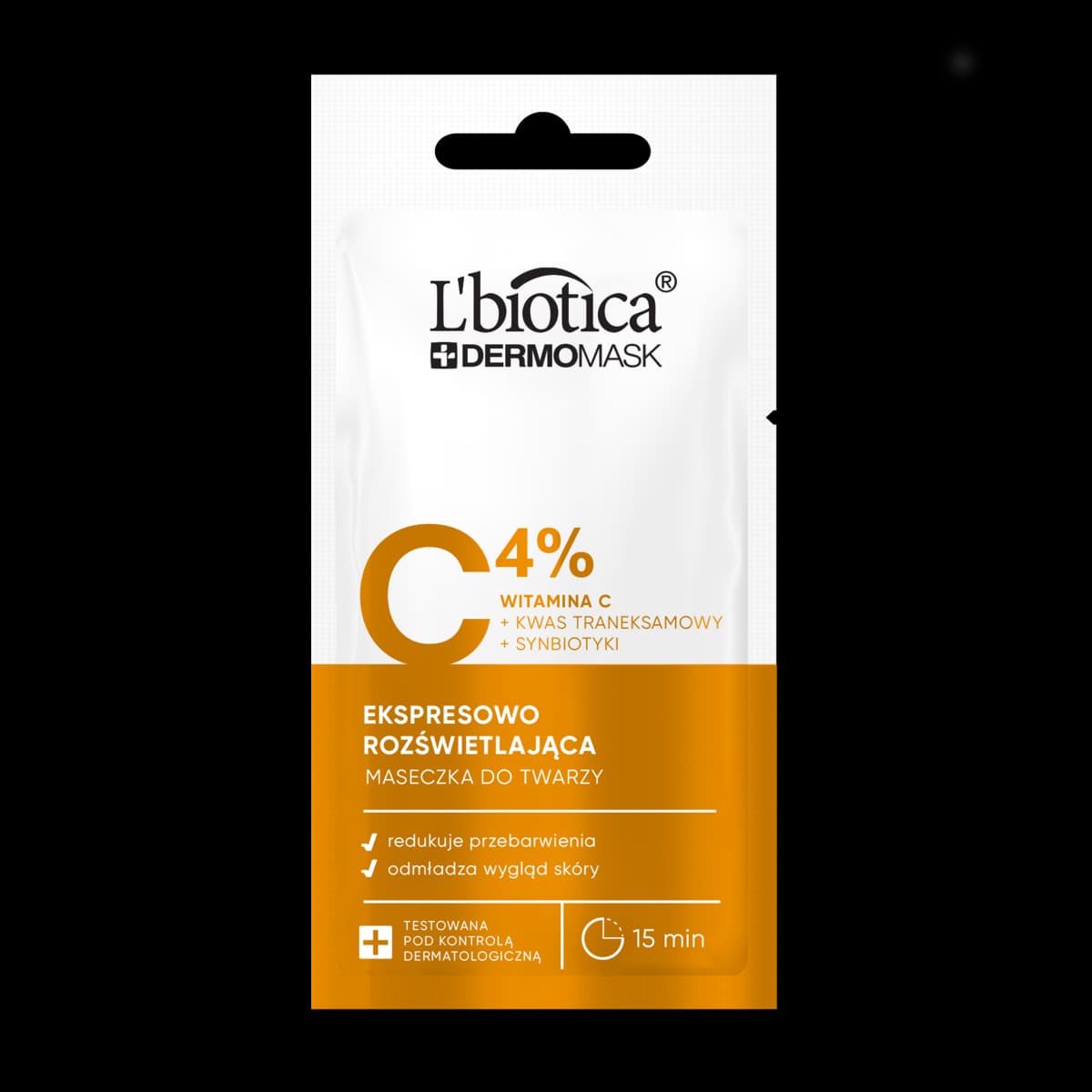 L'biotica Dermomask ekspresowo rozświetlająca maska z witaminą C 8ml