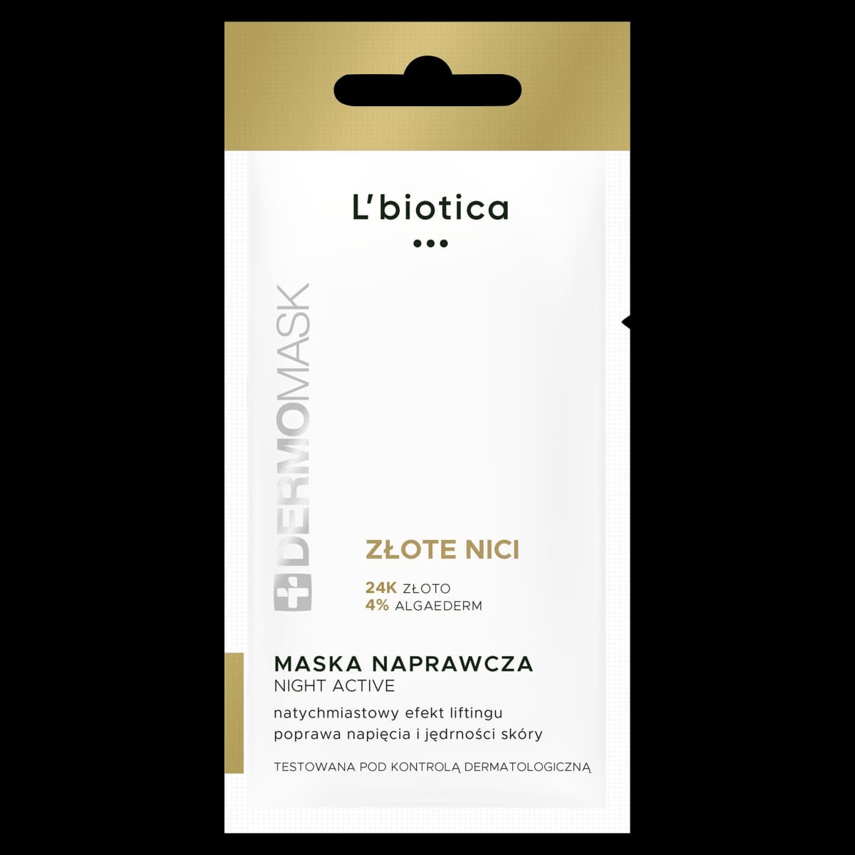 L'biotica Dermomask Night Active Maska naprawcza złote nici 12 ml