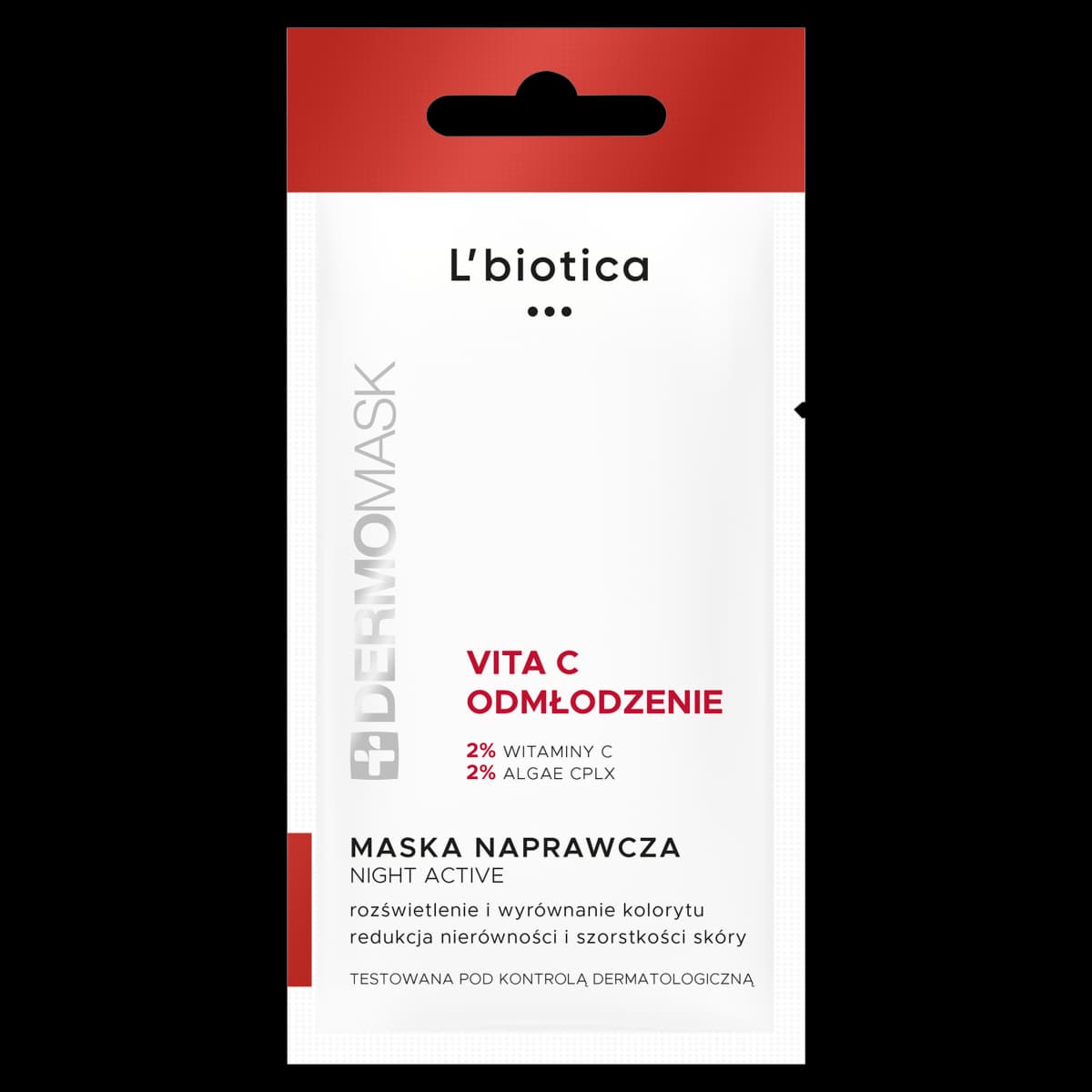 L'biotica Dermomask Night Active Maska naprawcza vita C odmłodzenie 12 ml