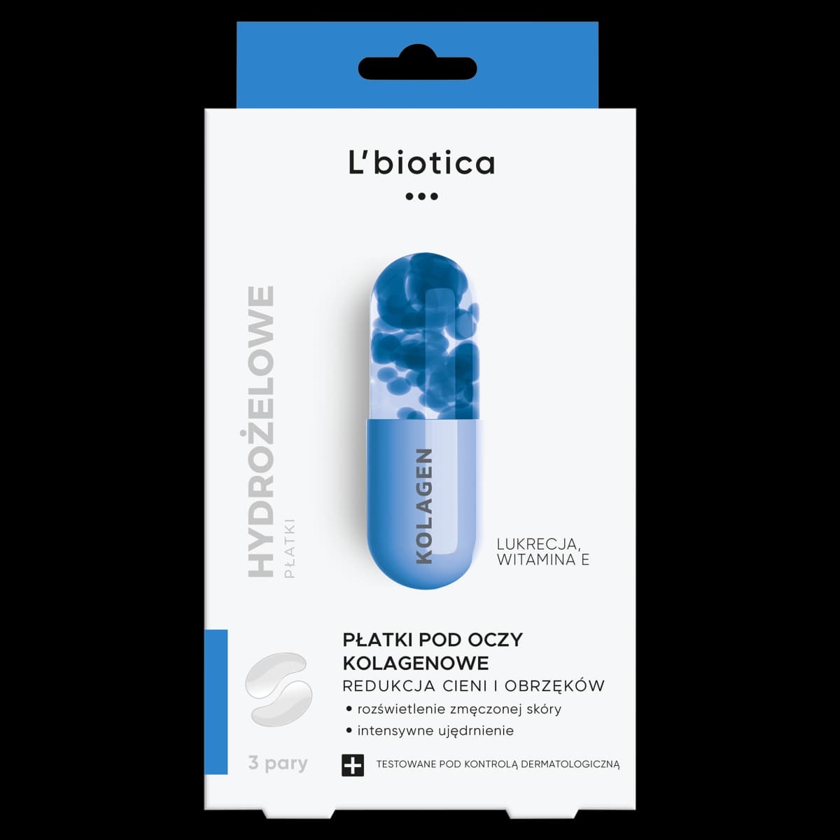 L'biotica Płatki pod oczy kolagenowe redukcja cieni i obrzęków 3 x 2 sztuki