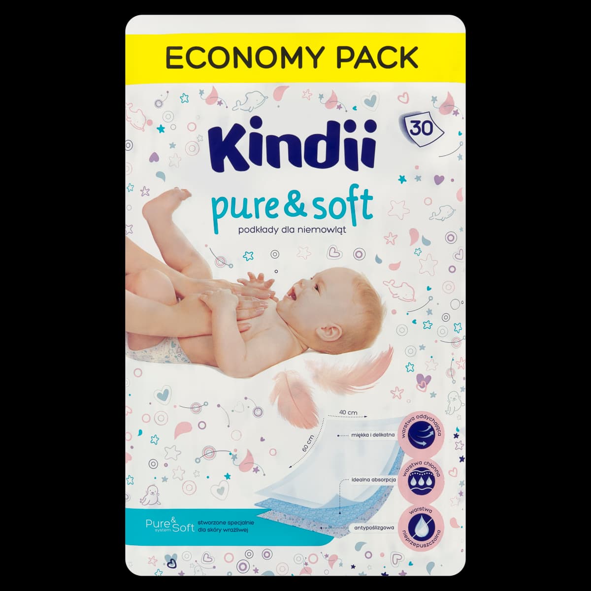 Kindii Pure & Soft podkłady dla niemowląt 30 sztuk