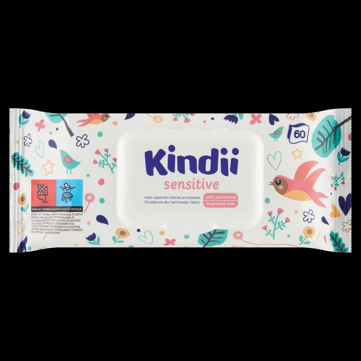 Kindii Sensitive chusteczki dla niemowląt i dzieci 60 sztuk