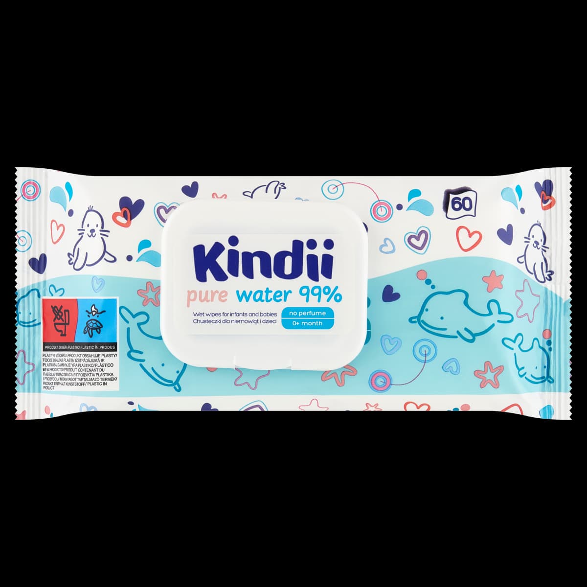 Kindii Pure Water 99% chusteczki dla niemowląt i dzieci 60 sztuk