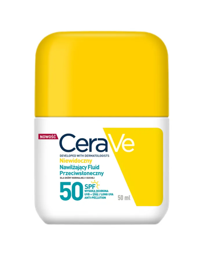 CeraVe Fluid przeciwsłoneczny niewidoczny nawilżający dla skóry normalnej i suchej SPF 50 50 ml