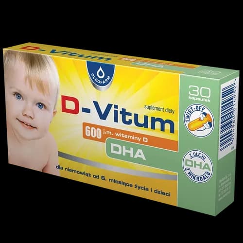 D-Vitum 600 j.m. Witaminy D3 + DHA 30 kapsułek twist-off