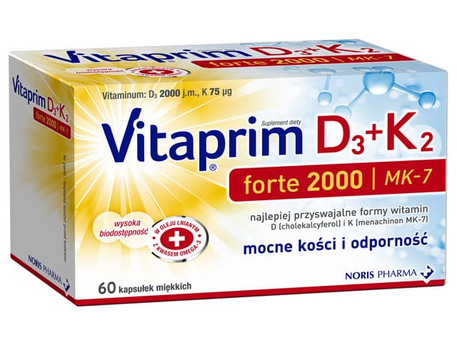 Vitaprim D3 Forte 2000 + K2 kaps.miękkie 6