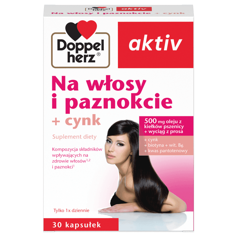 Doppelherz Aktiv Na Włosy i Paznokcie + Cynk 30 kapsułek