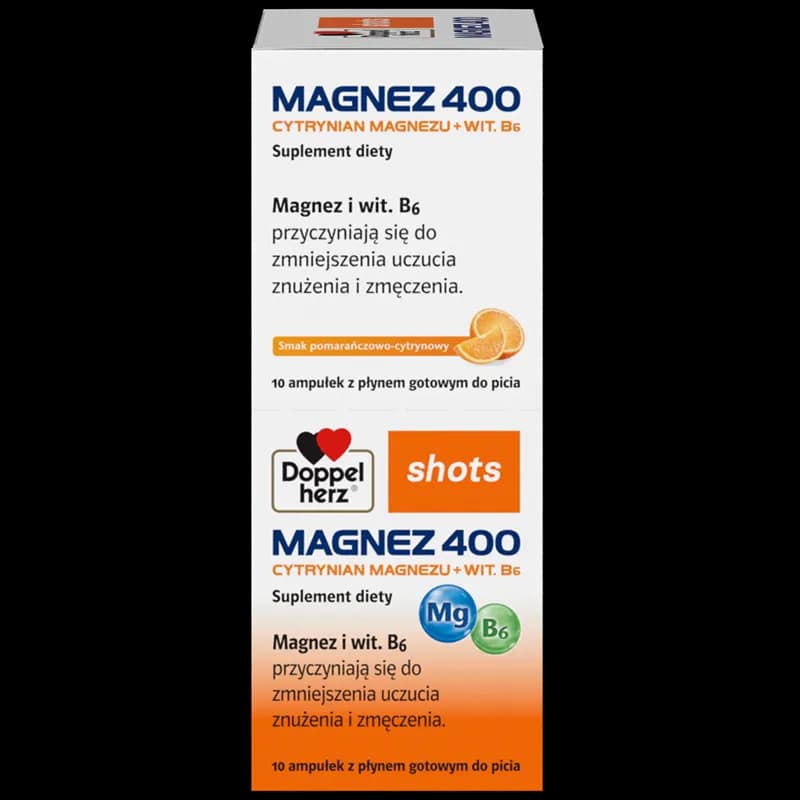 Doppelherz Shots Magnez 400 cytrynian 10 ampułek po 25 ml