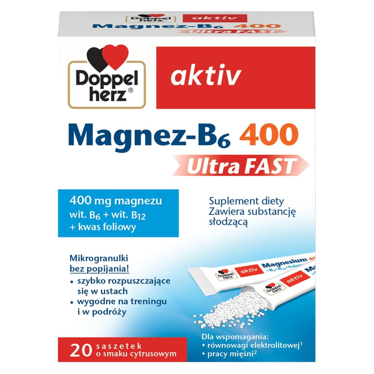 Doppelherz Aktiv Magnez - B6 Ultrafast 20 saszetek