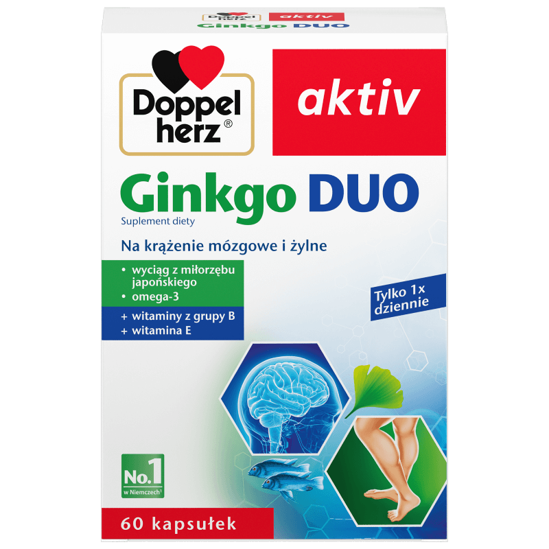 Doppelherz Aktiv Ginkgo Duo na krążenie mózgowe i żylne 60 kapsułek