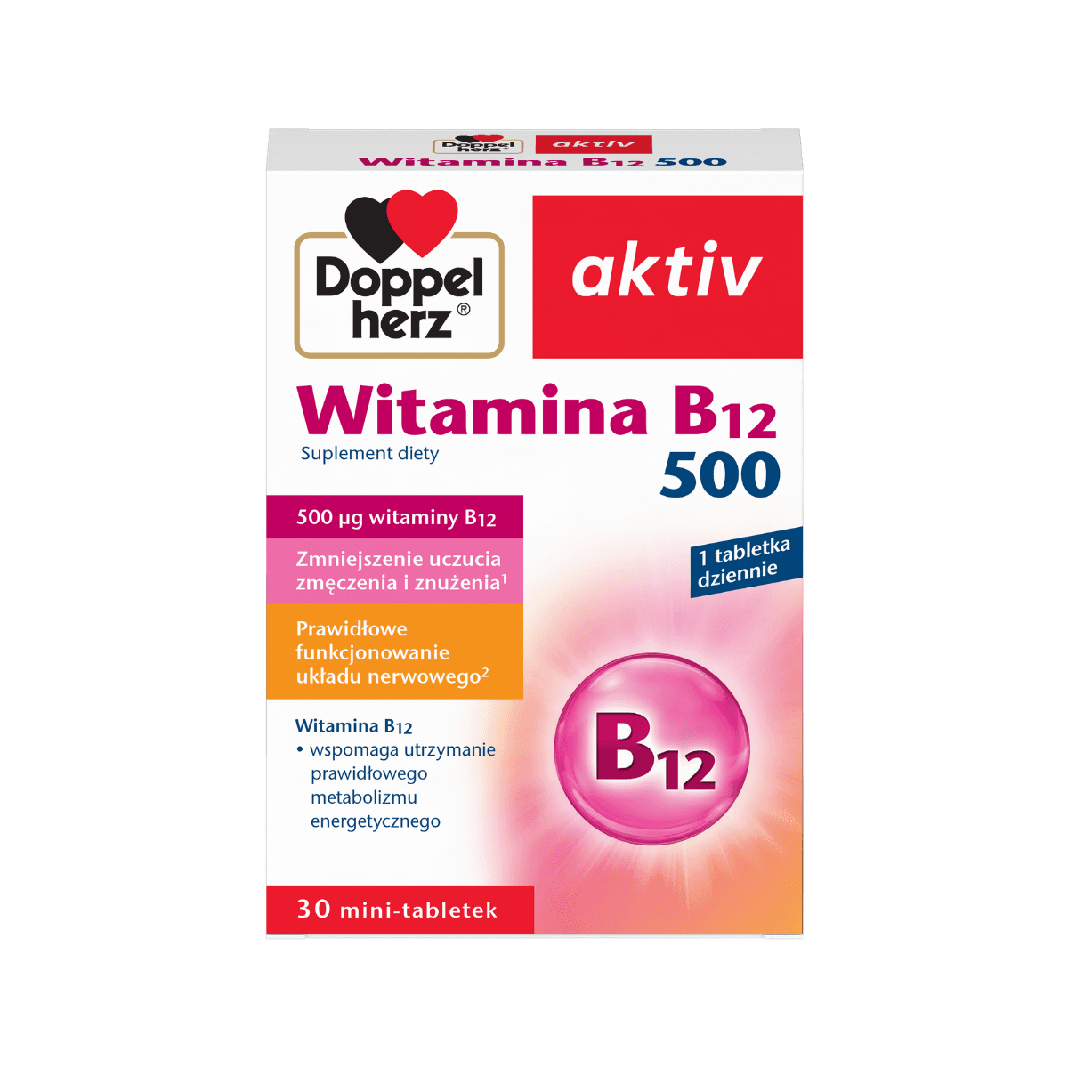 Doppelherz Aktiv Witamina B12 500 30 tabletek