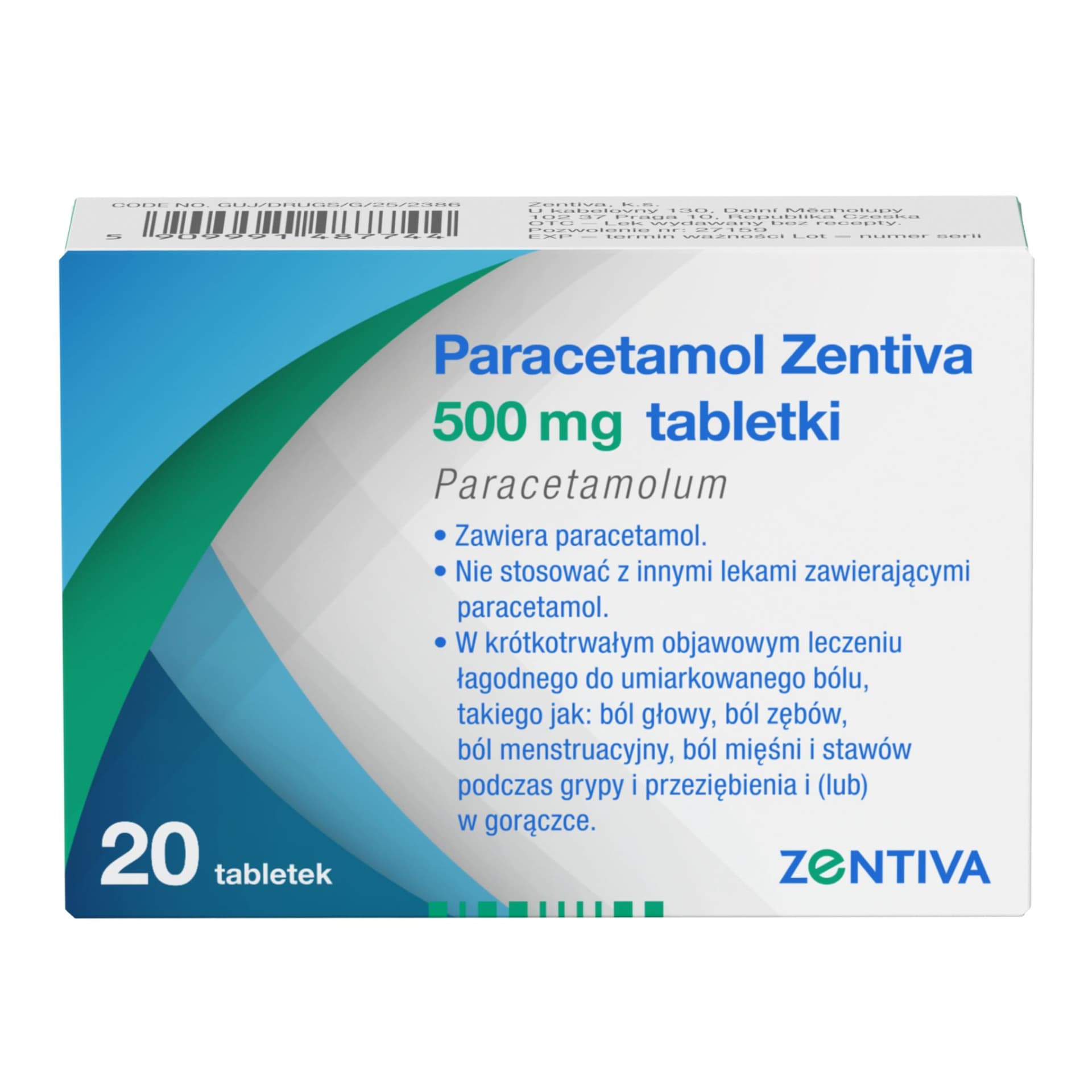 Paracetamol Zentiva 20 tabletek