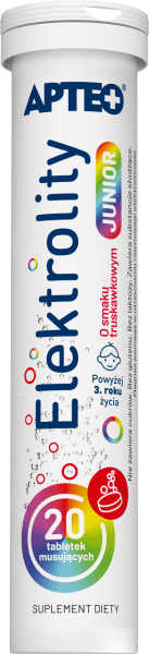 Elektrolity Junior APTEO o smaku truskawkowym 20 tabletek musujących