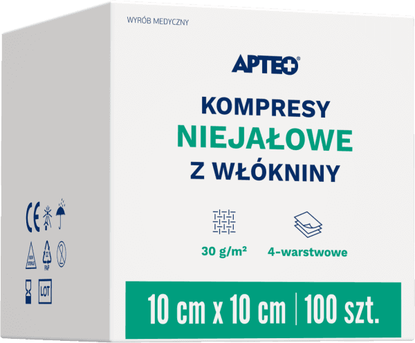 Kompresy niejałowe z włókniny APTEO 10x10 cm 100 sztuk