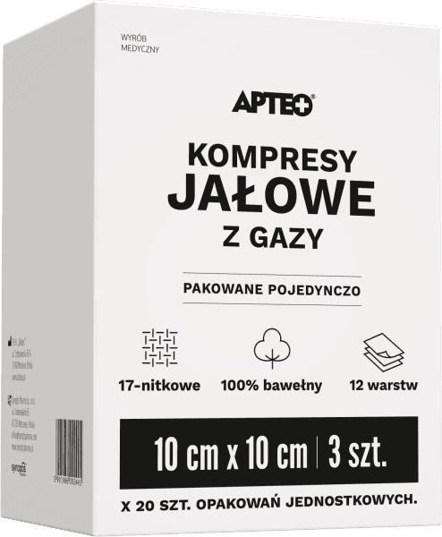 Kompresy jałowe z gazy 10 cm x 10 cm 20 sztuk