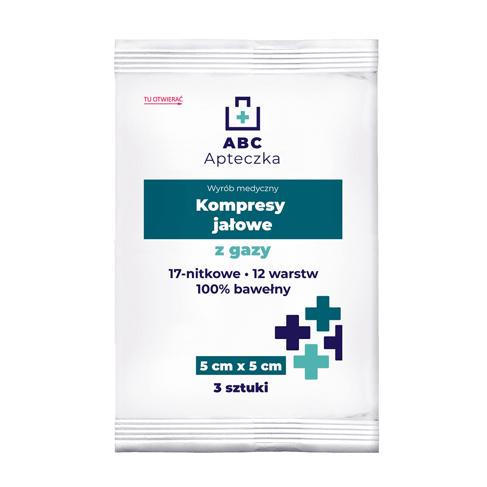 Apteczka ABC Kompresy jałowe z gazy 17-nitkowe 5 cm x 5 cm 3 szt.