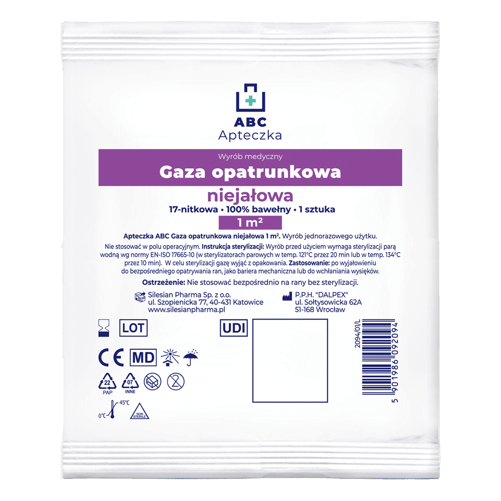 Apteczka ABC Gaza opatrunkowa niejałowa 17nitkowa 1 m2 1 szt.