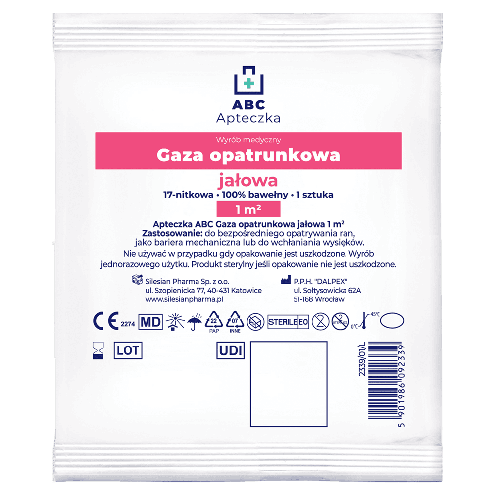 Apteczka ABC Gaza opatrunkowa jałowa 17 nitkowa 1 m2 1 szt.