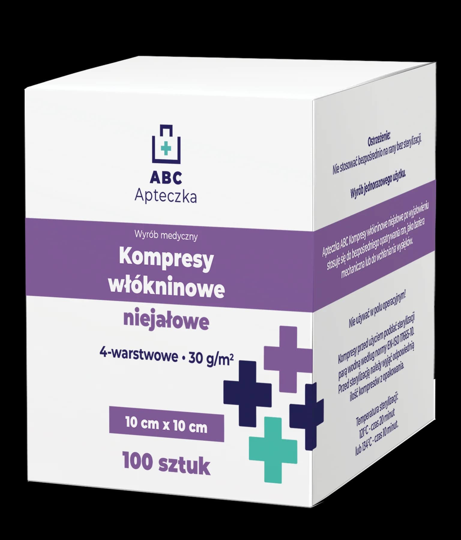 Apteczka ABC Kompresy niejałowe włókninowe 4 warstwowe 30G 5 x 5 cm 100 szt.